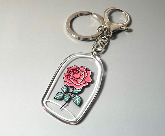 宇宙中的玫瑰-壓克力鑰匙圈吊飾- 設計館瓦特梅倫Watermelon 鑰匙圈/鑰匙包- Pinkoi
