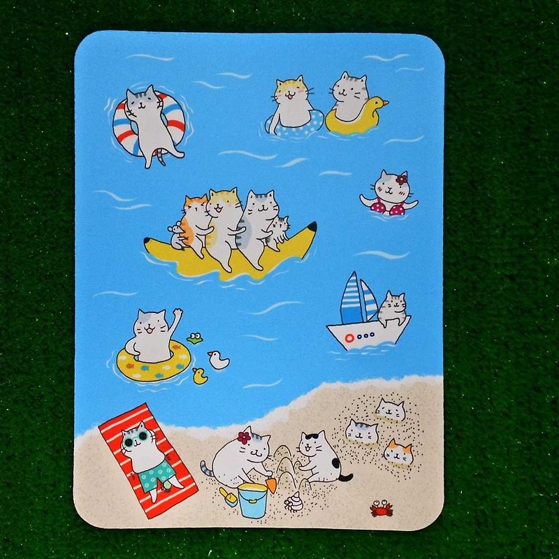 Three cat shop ~ sea cat mouse pad - แผ่นรองเมาส์ - เส้นใยสังเคราะห์ 