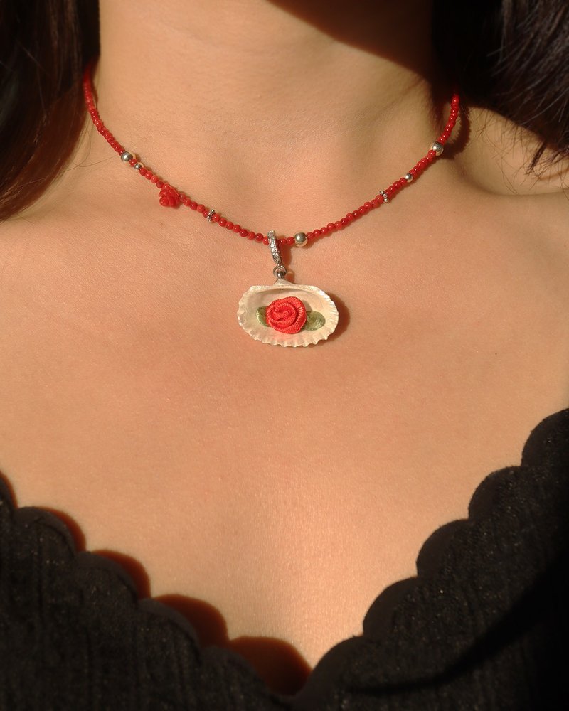 HIDDEN ROSE NECKLACE (Red) - Necklaces - Shell Red