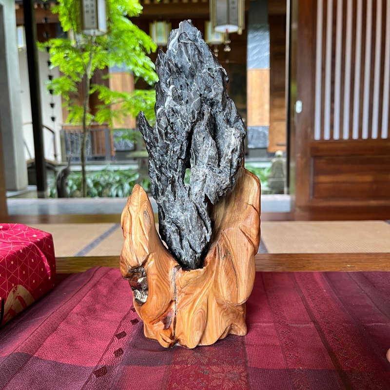 睨光遂　木石結合擺件 - 擺飾/家飾品 - 木頭 灰色