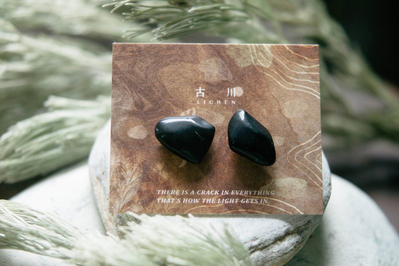 CRACK | 礦物系耳環 |  EARRINGS - 耳環/耳夾/耳骨夾 - 玉石 黑色
