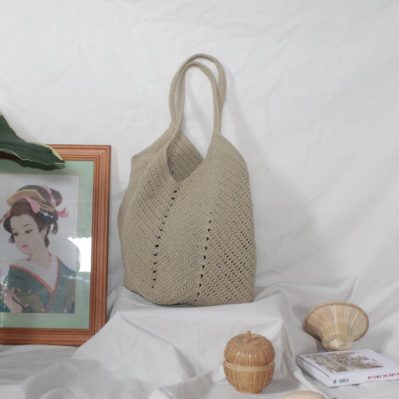 Khaki Tote bag ,Market bag ,Crochet bag ,Shopping bag - Messenger Bags & Sling Bags - Other Materials Khaki