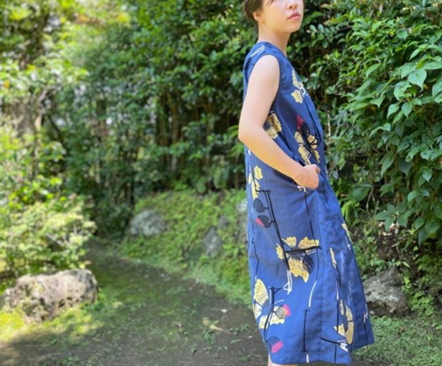 絞り　大人ワンピース　ベルト付き　蝶々 絞り大人ワンピースベルト付き蝶々