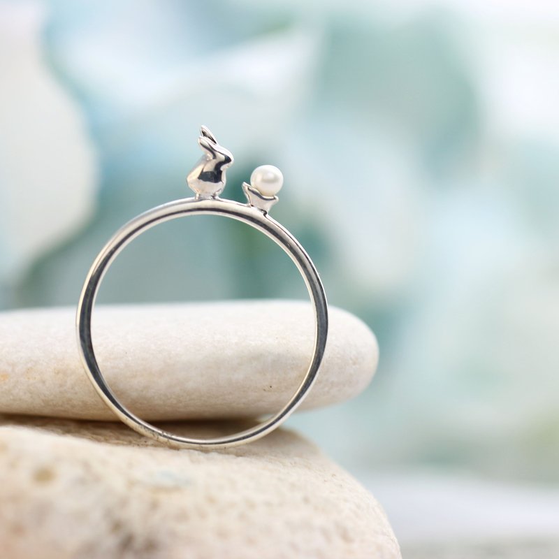 [Graduation Season Selection] Shouzhu Daitu Ring 925 Silver Plated White K Anti-allergic - General Rings - Silver Silver