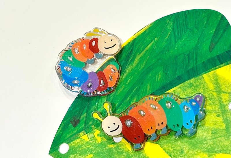 彩虹毛毛蟲-手繪別針 - 徽章/別針 - 其他材質 