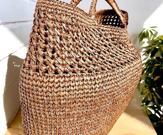 Handmade Raffia Bucket Bag, Raffia Drawstring Bag, Quality Raffia Bag, Crochet Raffia Bag, Handcrafted Raffia Bag