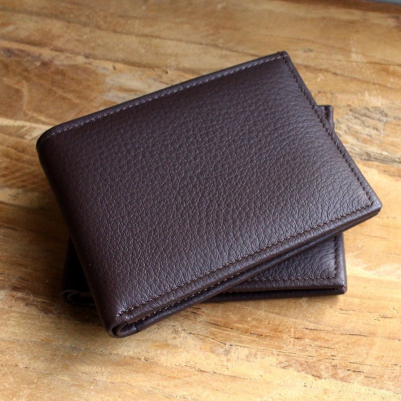 Wallet - Bifold - Brown (Genuine Cow Leather) / Small Wallet  / 钱包 / 皮包 - 長短皮夾/錢包 - 真皮 咖啡色