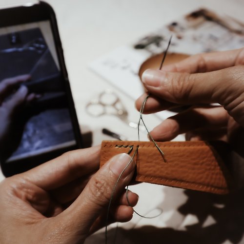HECHO POR MÍ 由我製革 由我製革 || 手縫真皮鑰匙圈材料包 || 皮革材料包 皮革DIY