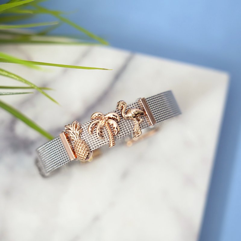 HOURRAE summer special elegant two-tone Rose Gold series [including three small accessories] - Bracelets - Stainless Steel Silver