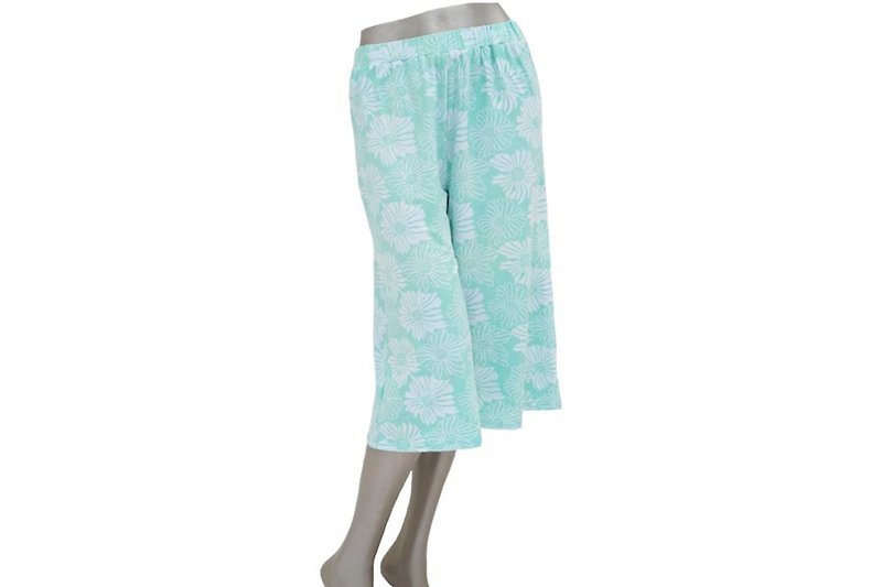 San Flower print gaucho pants <Aqua> - Women's Pants - Other Materials Blue