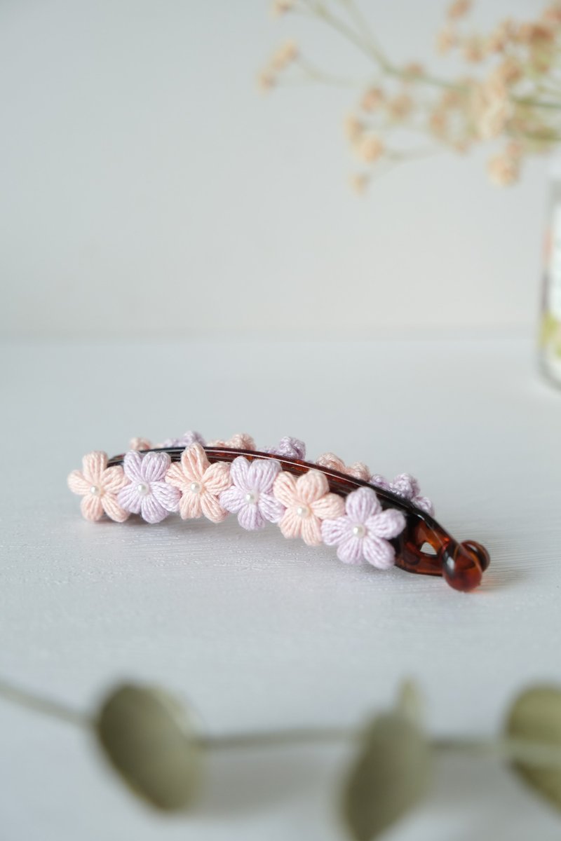 Pink pink purple color matching hair accessories (banana clip) - Hair Accessories - Thread Pink