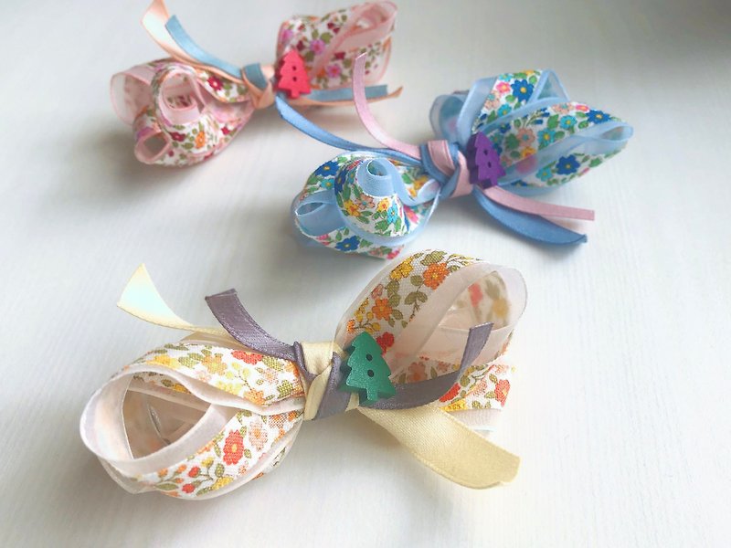Parent-child children kid hair clip bangs clip floral chiffon wood buckle - Hair Accessories - Other Materials Multicolor