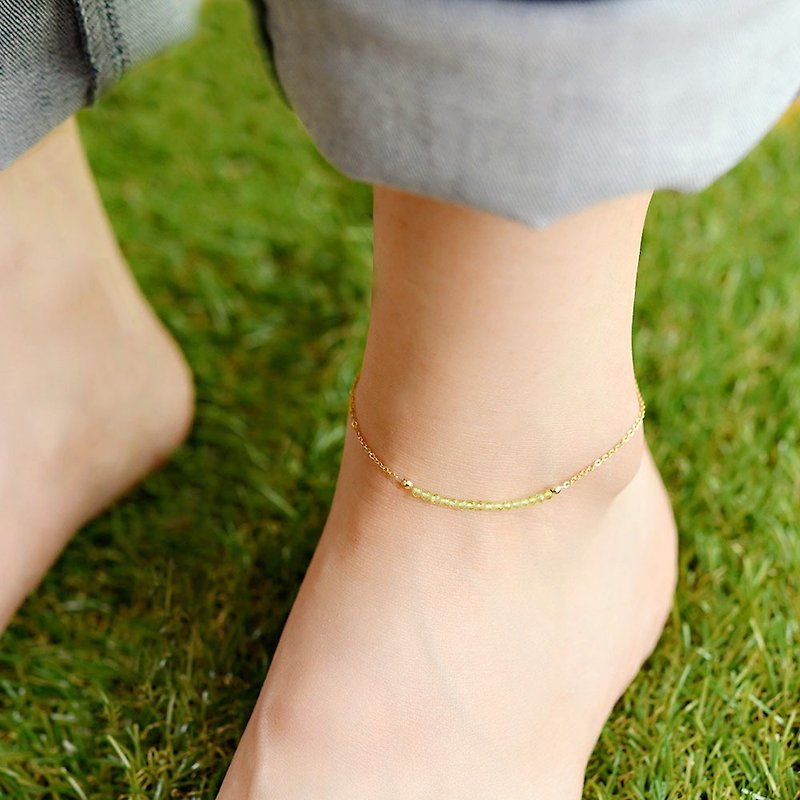 Happiness, love between husband and wife, anklet August of Stone Peridot of peace sun birthstone - กำไลข้อเท้า - โลหะ สีเขียว
