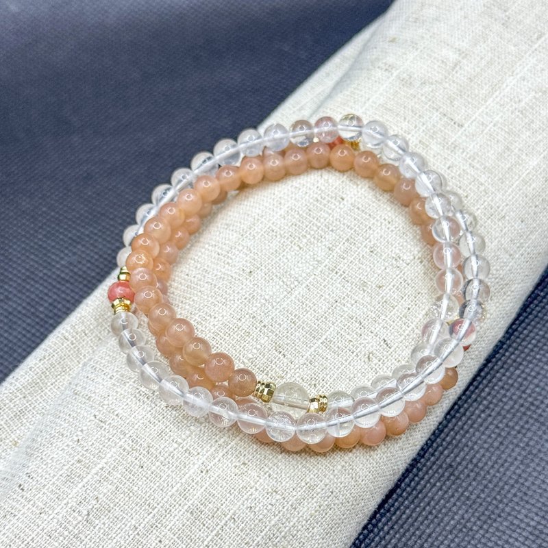 Zen | 108念珠 108 Beads  橙月亮 藍針 紅紋石 白水晶(楞嚴咒心) - 手鍊/手環 - 水晶 