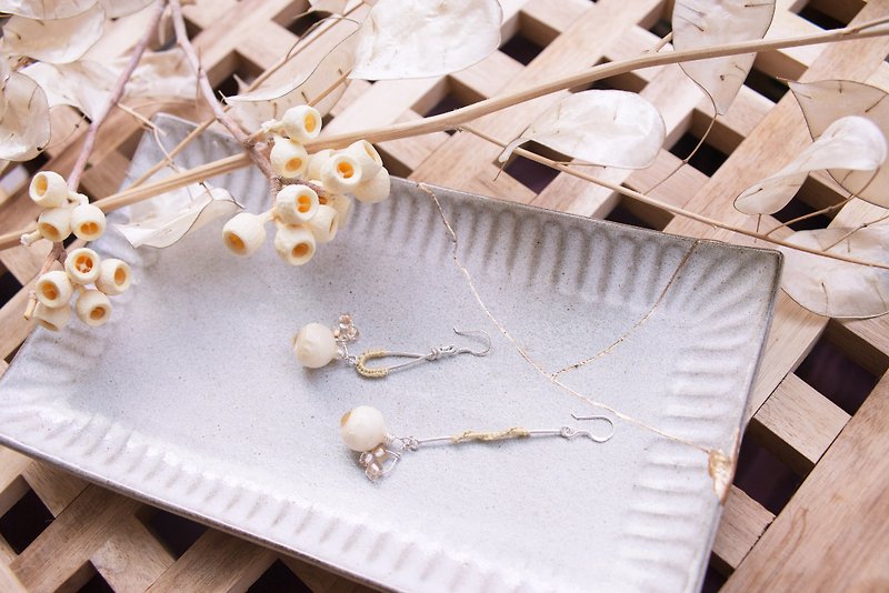 White asymmetry | fruit silver earrings - Earrings & Clip-ons - Plants & Flowers Gold