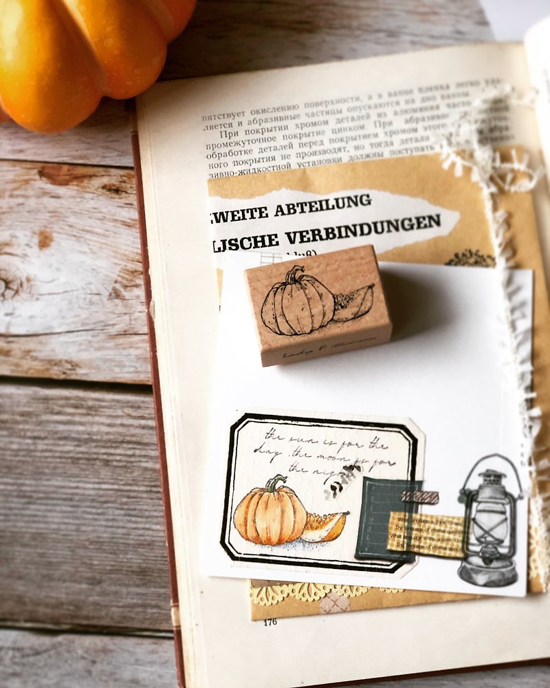 Autumn Pumpkin Sketch Stamp-Not Replenished When Sold Out - Stamps & Stamp Pads - Wood Red
