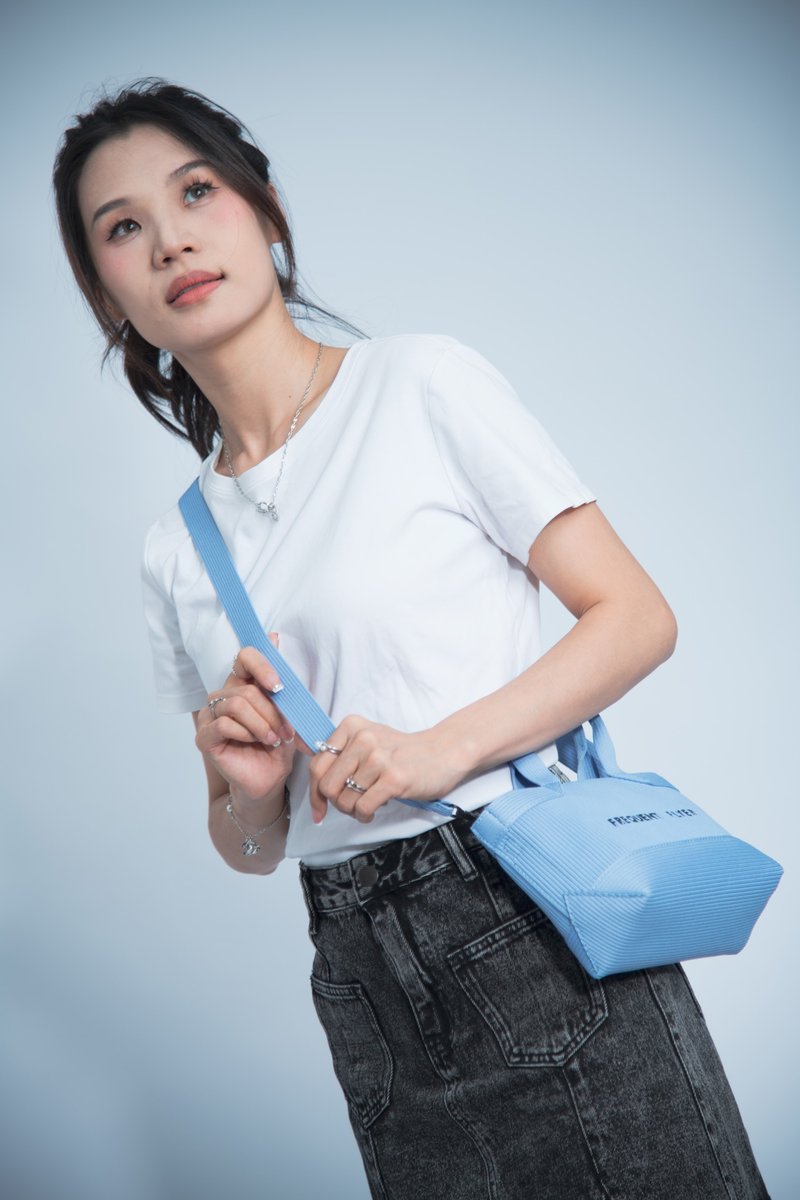 Knit Small Tote - Messenger Bags & Sling Bags - Nylon Blue