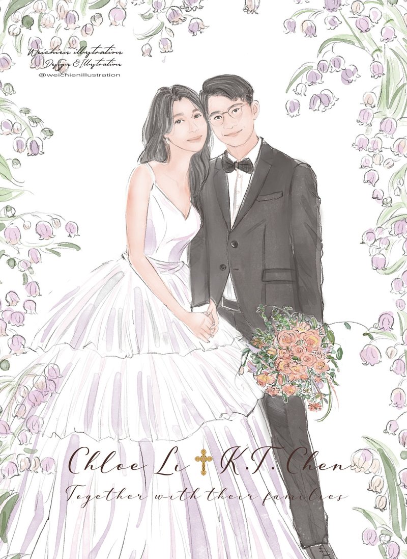 Please contact the designer before placing an order for Xiyan painted wedding invitations and wedding designs - ภาพวาดบุคคล - วัสดุอื่นๆ 