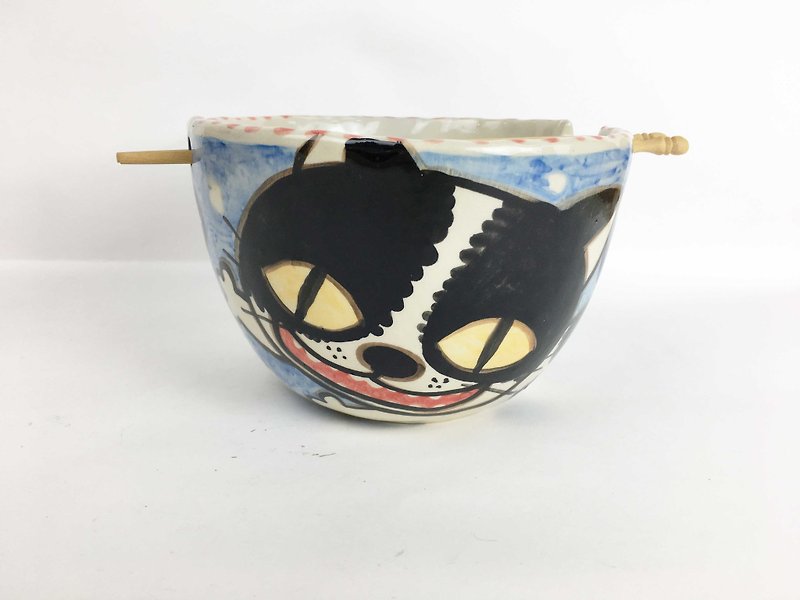 Nice Little Clay handmade bowl of various black and white cats 0201-21 - Bowls - Pottery Blue