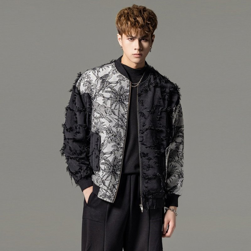 品立拼接提花夾克 男士休閑棒球服外套 - 男夾克/外套 - 其他材質 