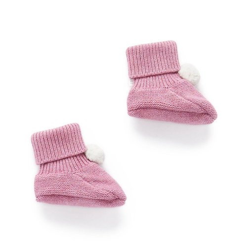 Purebaby有機棉 澳洲Purebaby有機棉嬰兒/新生兒 針織短襪 0-6M 粉紅色
