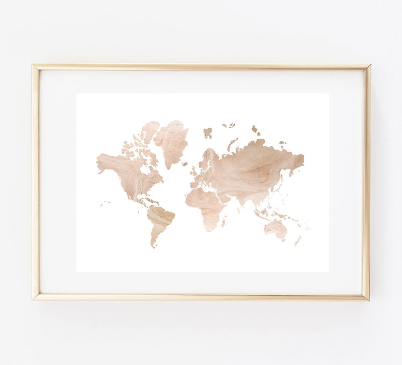 世界地図淡いピンク（2）カスタマイズ可能なポスター - ウォールデコ・壁紙 - 紙 