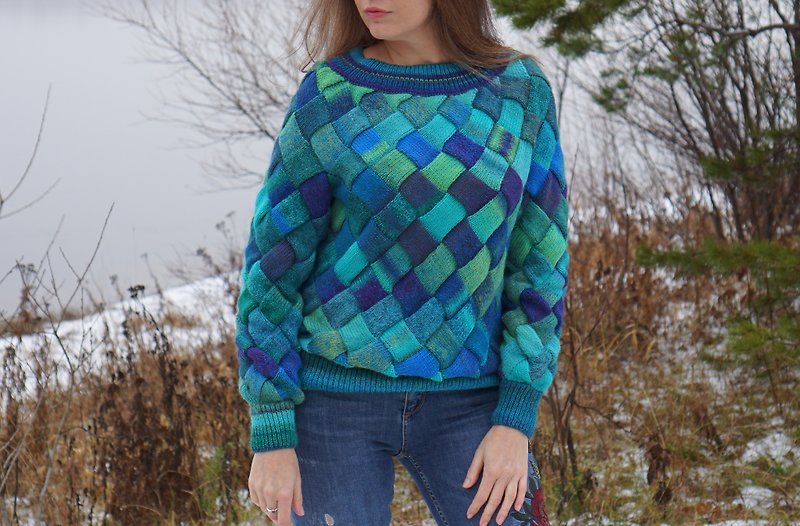 Custom handknit wool soft warm sweater for women