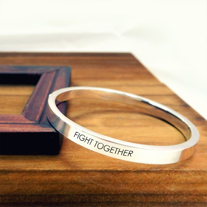 Custom bracelet / bracelet lettering square wide version (L-openable) O-shaped bracelet sterling silver bracelet - สร้อยข้อมือ - เงินแท้ สีเงิน