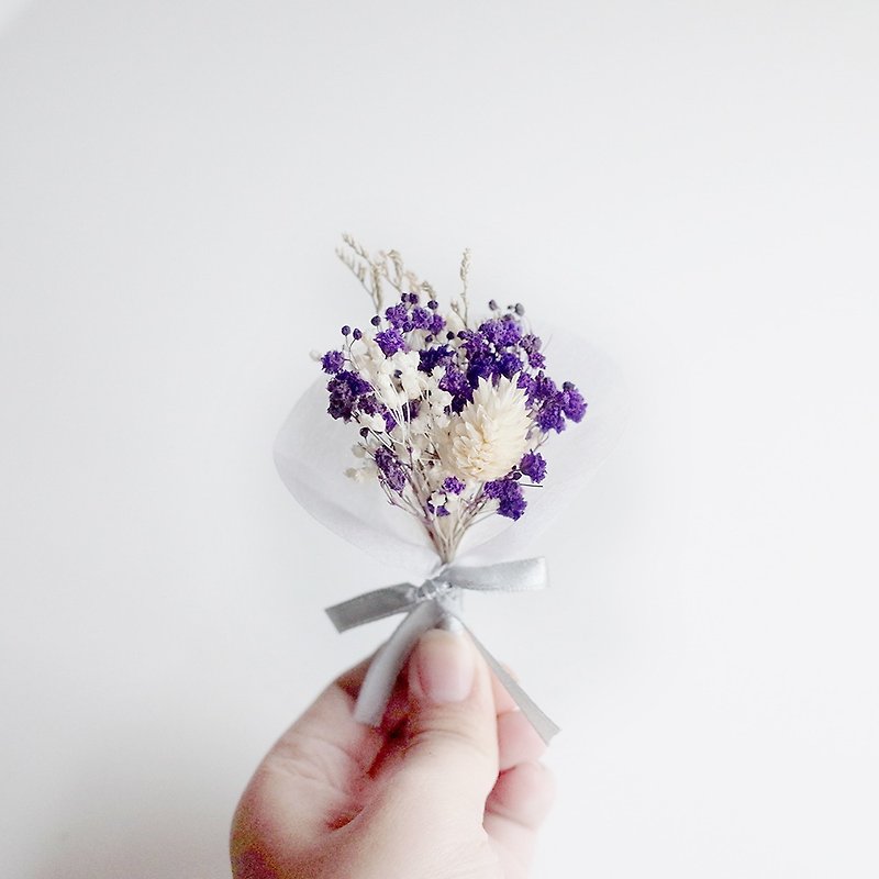 【Q-cute】乾燥花小胸花系列-浪漫朵朵 - 胸針/心口針 - 植物．花 紫色