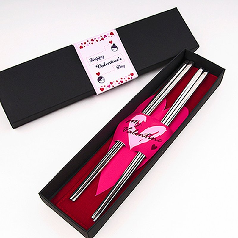 台灣第一筷。情人節好禮餐具組。純情戀人對筷組 - 筷子/筷子架 - 其他金屬 紅色