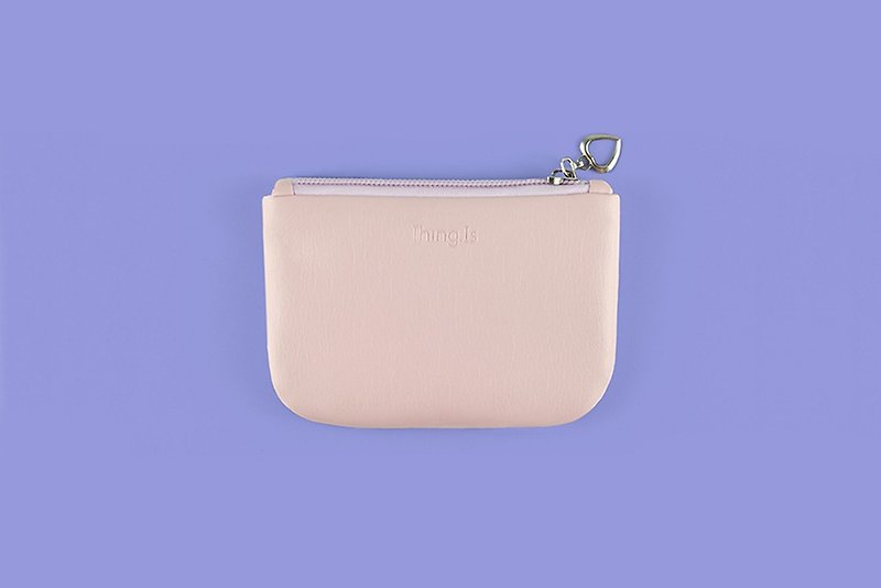 Color Block Coin Purse, Coin Pouch, Card Holder, Card Case, Pink and Lavender - Coin Purses - Faux Leather Pink