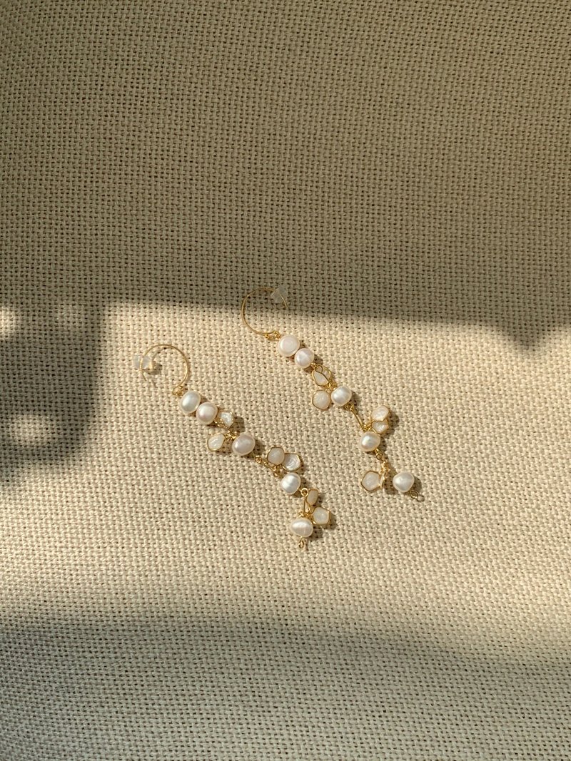準備好冒險了嗎 /耳夾可 珍珠耳環 婚禮飾品 樹脂耳環 夾式耳環 - 耳環/耳夾/耳骨夾 - 珍珠 白色