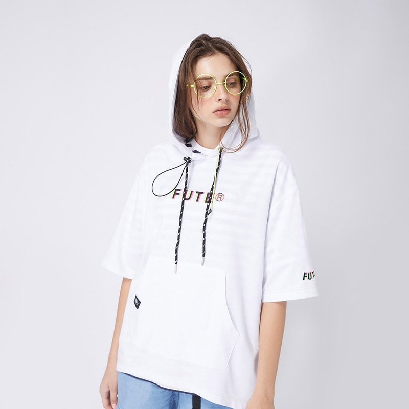 Unisex Elbow-length Sleeves Hoodies / White - Women's Tops - Cotton & Hemp White