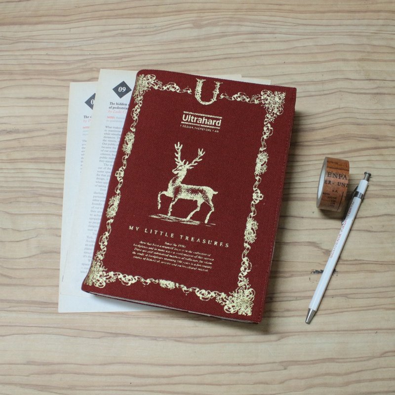 Ultrahard Bookplate Book Cover Series - Reindeer (Orange Red) - Book Covers - Cotton & Hemp Red