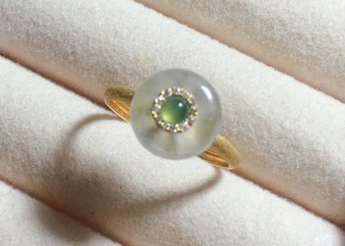 Pine St. Jewelry 松樹街輕奢珠寶 18K純金鑽石臺玻璃種翡翠A貨緬甸玉平安扣 戒指