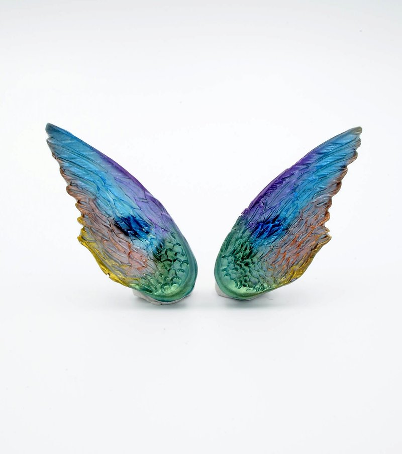 Eyes, wings, flying wings, Clip-On, phantom glitter, colorful wind, alien monster series - Earrings & Clip-ons - Plastic Multicolor