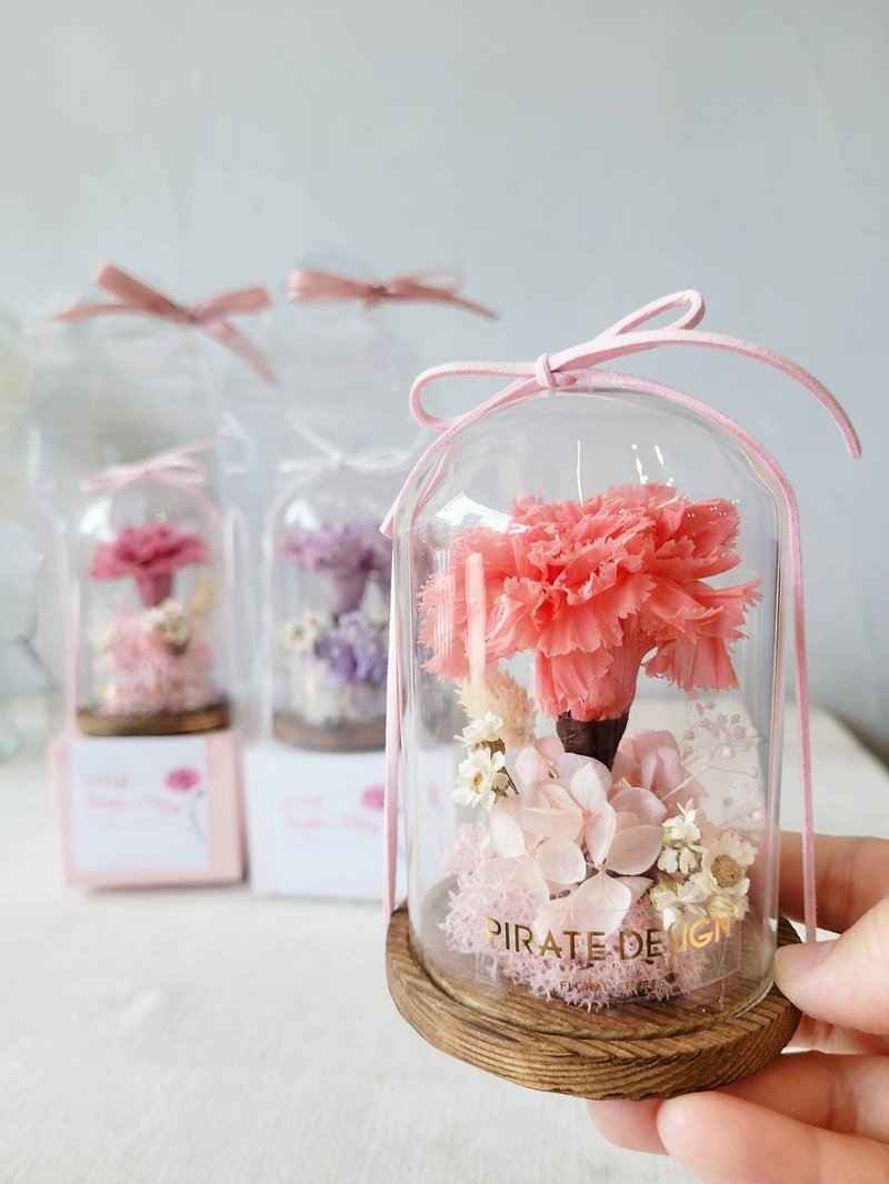 Haizang Design│Eternal Love. Eternal Carnation Glass Cup + Exquisite Carrying Box + Card Mother's Day - Dried Flowers & Bouquets - Plants & Flowers Pink