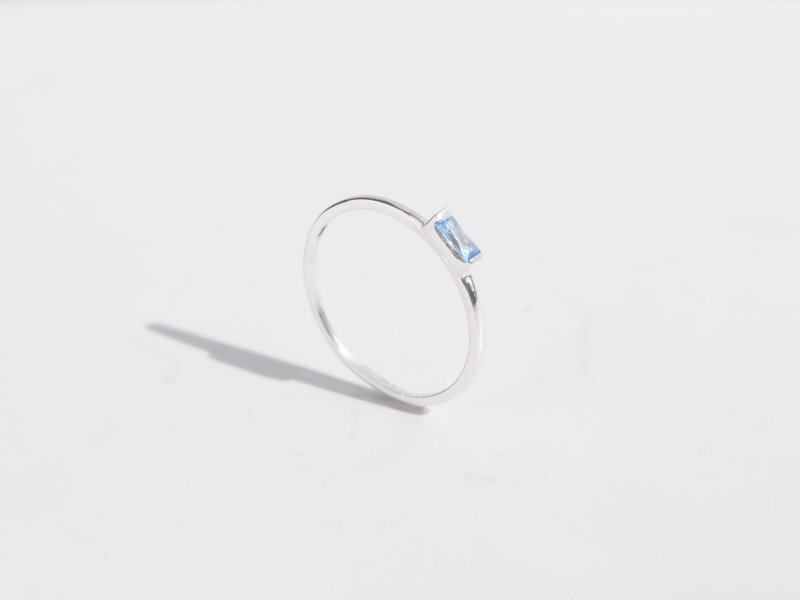 Baguette Stone Ring | Aquamarine Blue - General Rings - Sterling Silver Silver