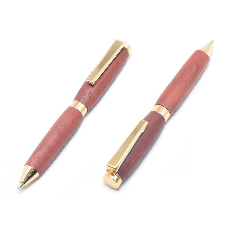 手作りの木製の回転式ミニボールペン（パドック；24金のメッキ）(CC-24G-PAD) - 其他書寫用具 - 木頭 咖啡色