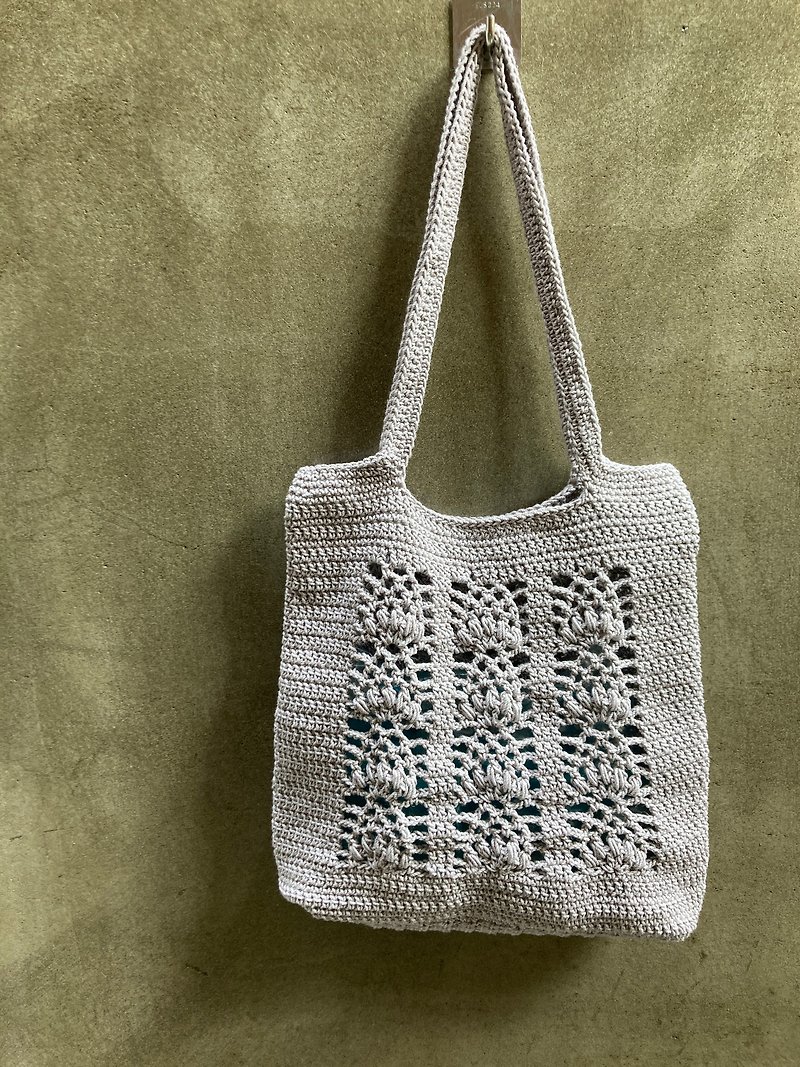 Handmade Woven Bag Side Backpack Tote Bag Featured Pattern Taro Lavender Linen Cotton - Messenger Bags & Sling Bags - Cotton & Hemp Purple