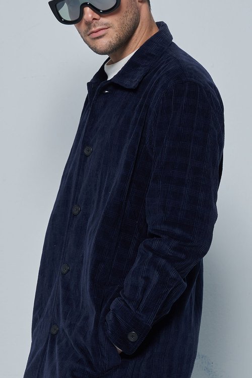 Stone  コーデュロイ　ジャケット　ネイビー　S Stone @sコーデュロイコート/チェック柄コーデュロイジャケット