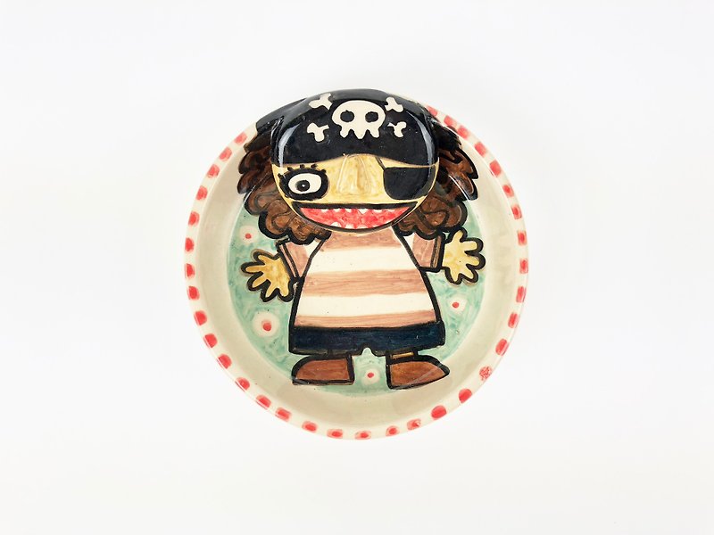 ニースリトルクレイハンドメイドステレオディスク小さな海賊0308から13 - 小皿 - 陶器 グリーン