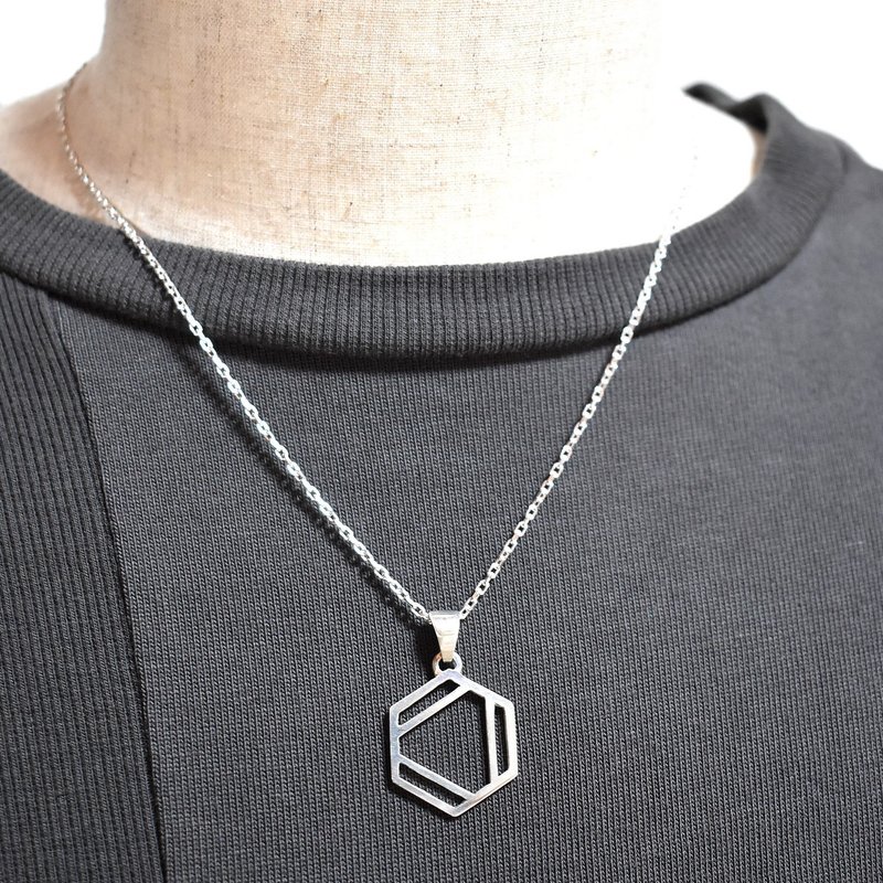 Benzene ring silver necklace size L - สร้อยคอ - เงินแท้ สีเงิน