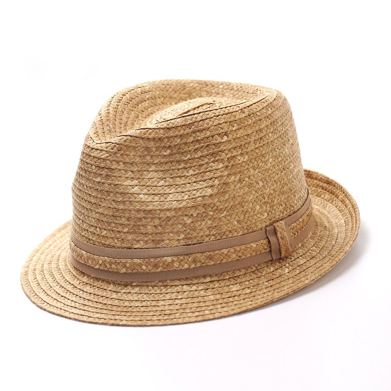 Vintage straw woven gentleman hat paper woven hat washable made in Taiwan - Hats & Caps - Paper Orange