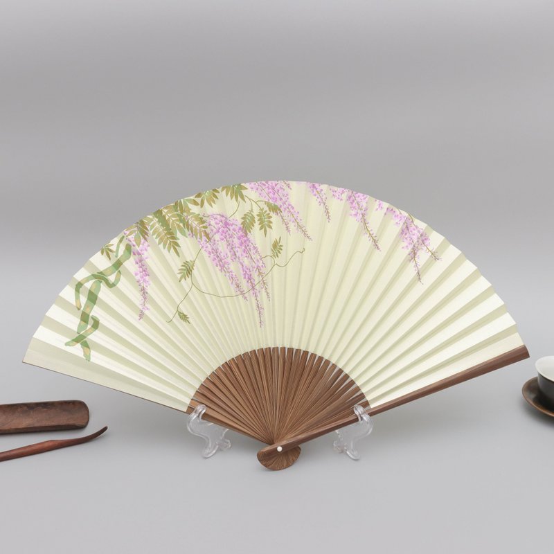 京都花朵京扇子-藤 - 扇子 - 紙 