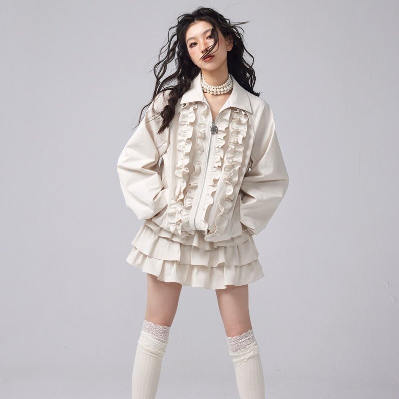 【春季摩登感】限定白色可愛蛋糕裙 - 裙子/長裙 - 其他材質 白色
