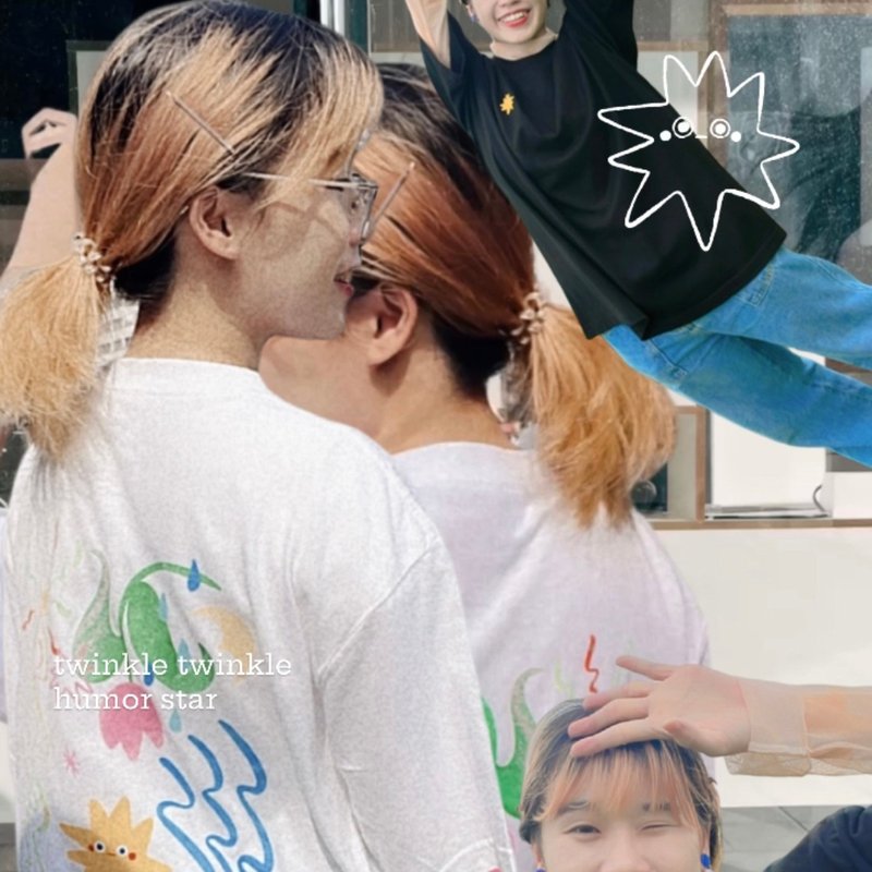 humor star  短袖中性落肩圓領T - 女 T 恤 - 棉．麻 