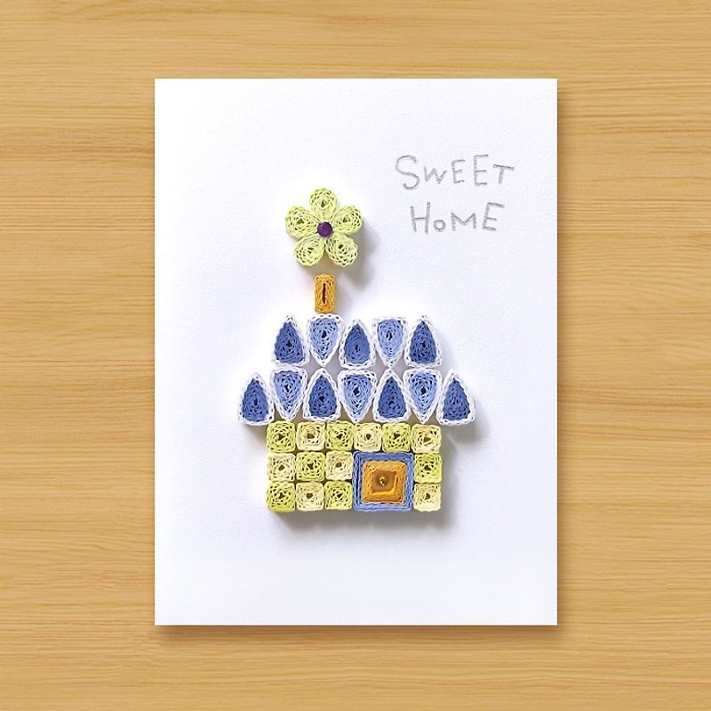 Hand-rolled paper card _ SWEET HOME_B ... mother card, father card - Cards & Postcards - Paper Yellow