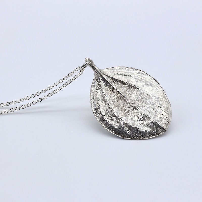 Parallel Peperomia Leaf Silver Necklace - Nature Plant