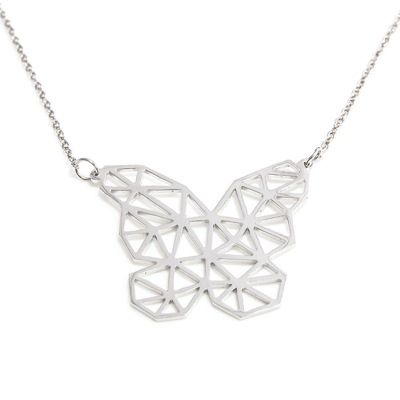 抽象的な多角形の蝶のネックレス - ネックレス - 金属 シルバー